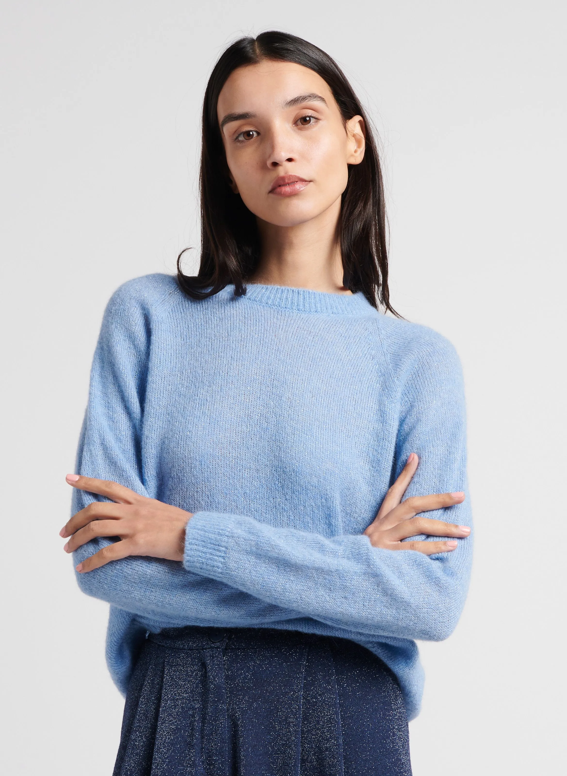 KYO  SWEATER RECTO DE ALPACA MEZCLADA EN AZUL