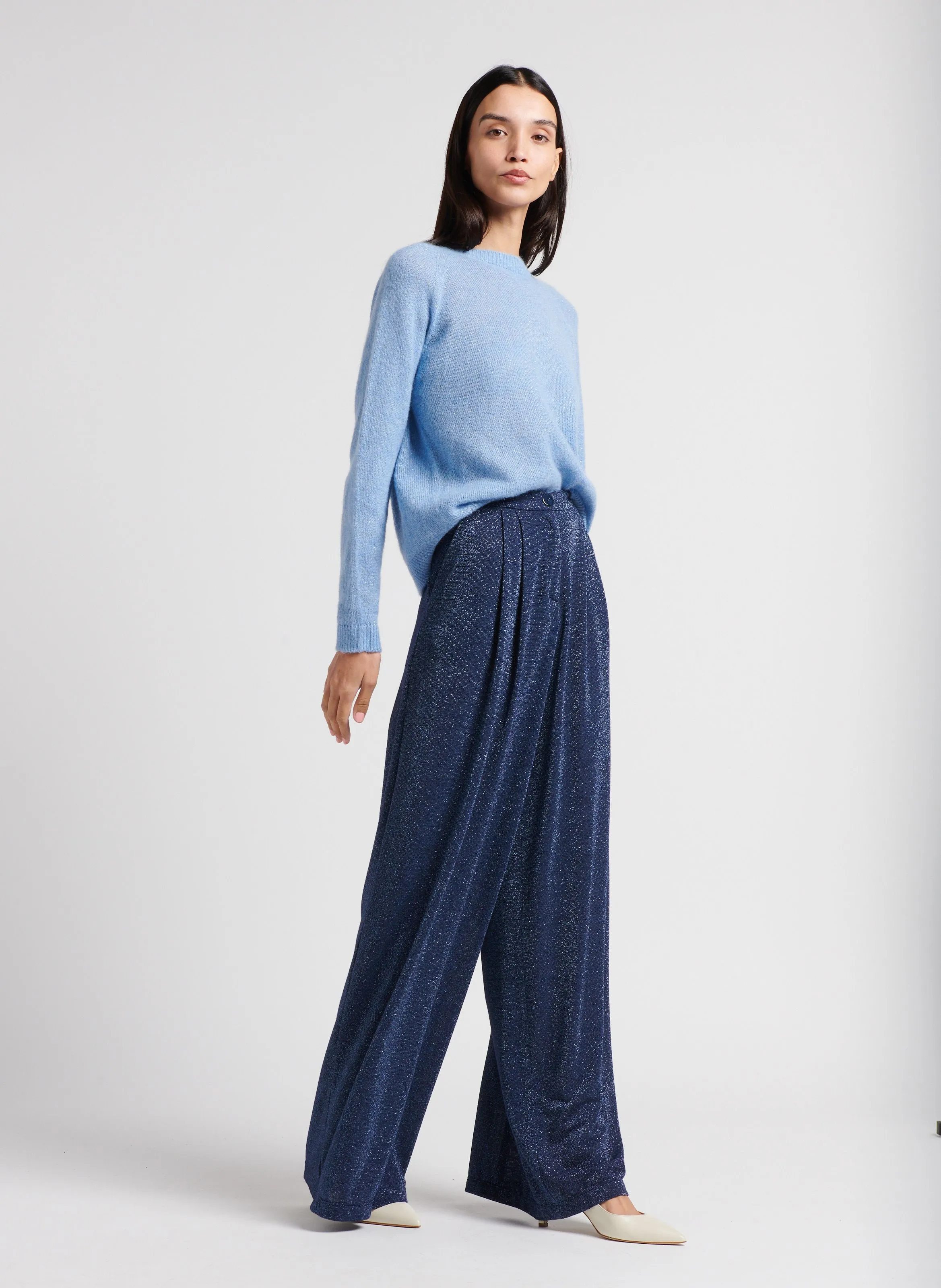 KYO  SWEATER RECTO DE ALPACA MEZCLADA EN AZUL