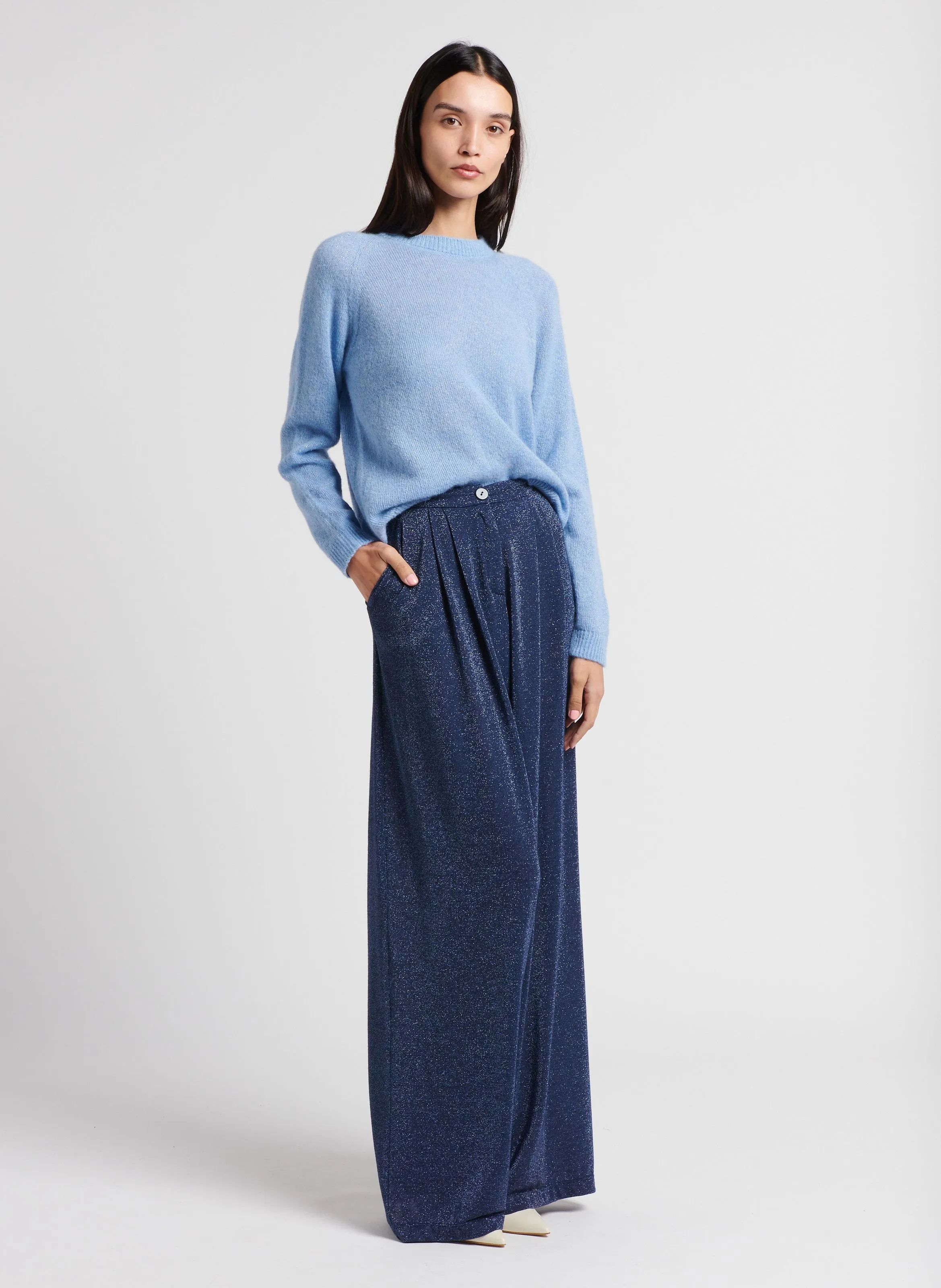 KYO  SWEATER RECTO DE ALPACA MEZCLADA EN AZUL