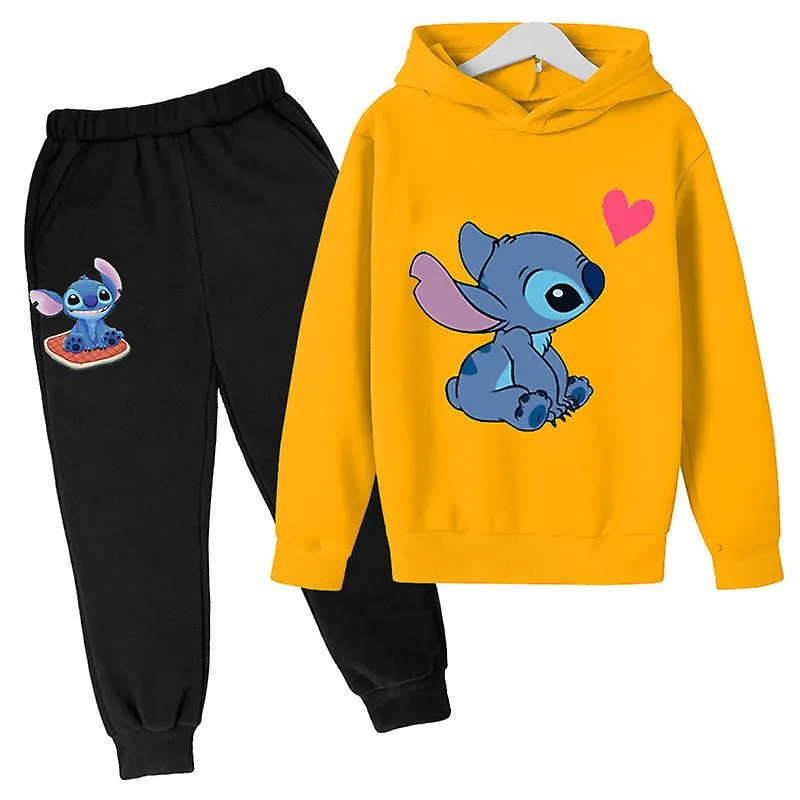 Lilo Stitch Tracksuit 2pcs Capucha Top Hoodie Pantalones Outfit Set Ropa deportiva para niños