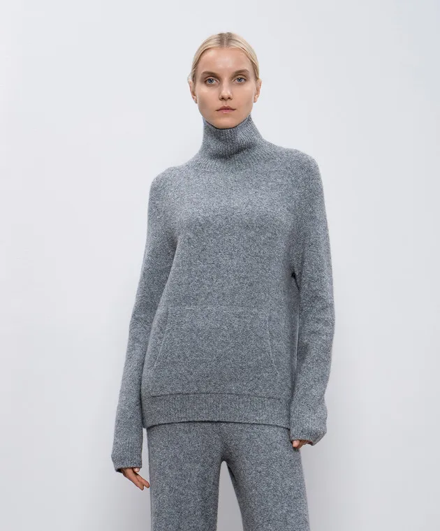 LISA YANG Eleonora gray melange sweater with cashmere