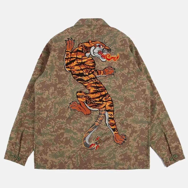 MAHARISHI 3582JUNGLE CAMO TIGER EMBROIDERED SHIRT