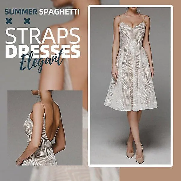 Moda Cuello V Cabestrillo Vestido de línea A Sexy Slip sin espalda bordado vestidos midi Elegante invitado de boda de lujo Fiest
