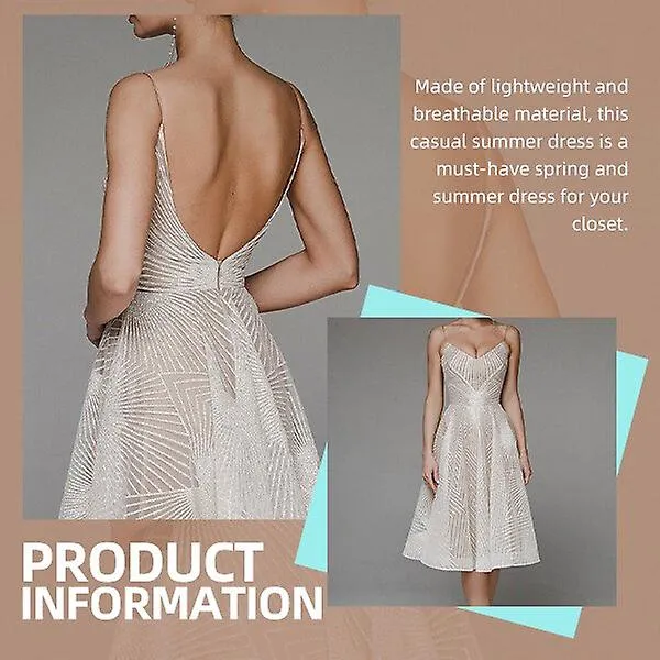Moda Cuello V Cabestrillo Vestido de línea A Sexy Slip sin espalda bordado vestidos midi Elegante invitado de boda de lujo Fiest