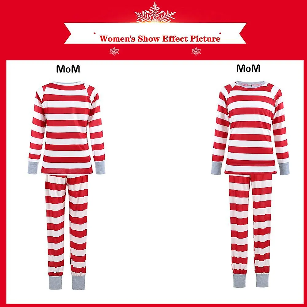 Navidad Familia Ropa a juego Pijamas de Navidad Conjunto Madre Padre Hijos Hijo Dos piezas Trajes Pijama a rayas rojas Ropa de d