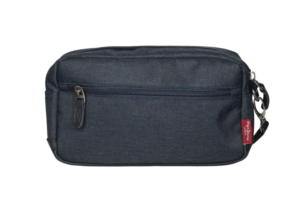 Neceser Textil Azul Jeans Con Cremallera y Asa De Mano