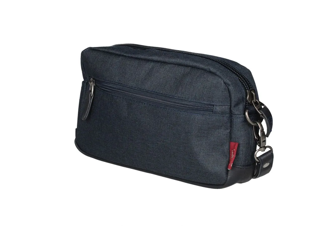 Neceser Textil Azul Jeans Con Cremallera y Asa De Mano