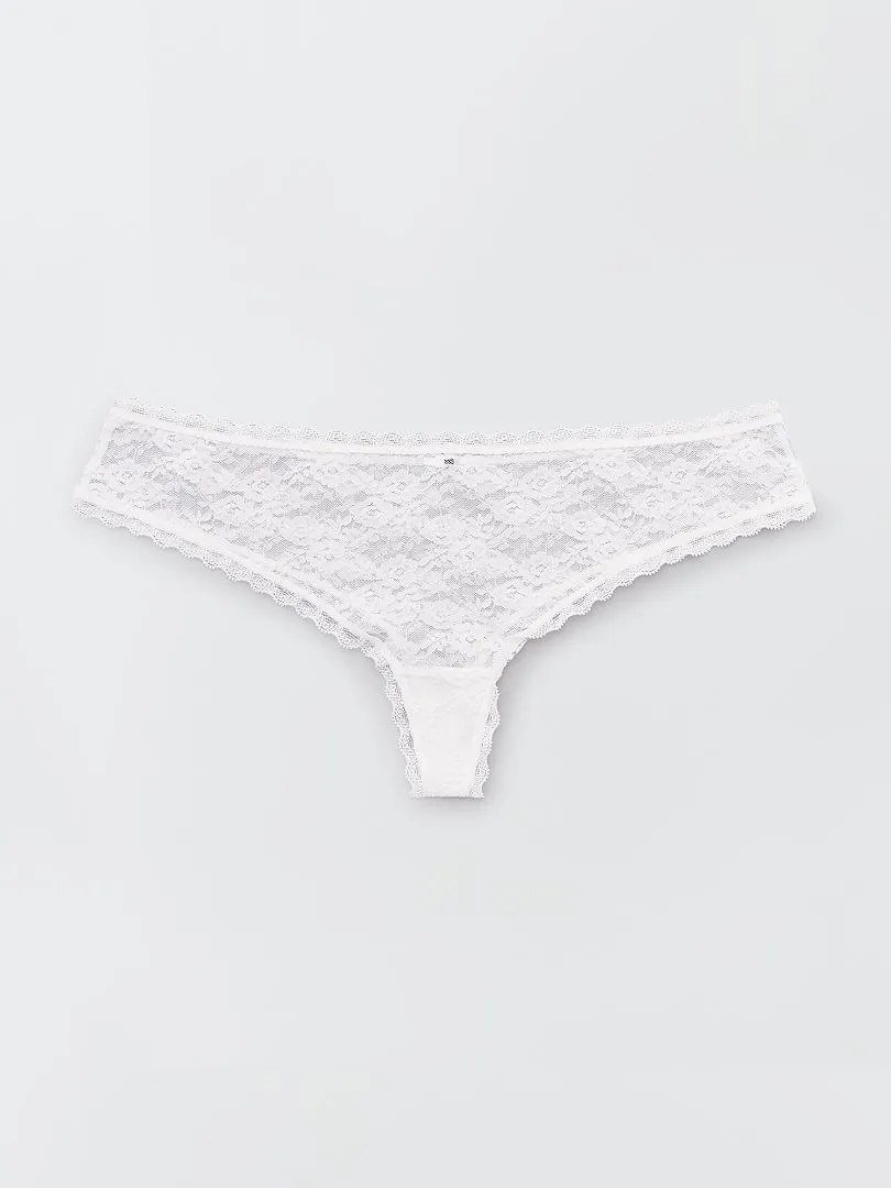 PACK DE 3 TANGAS DE ENCAJE  CRUDO/ROJO/NEGRO
