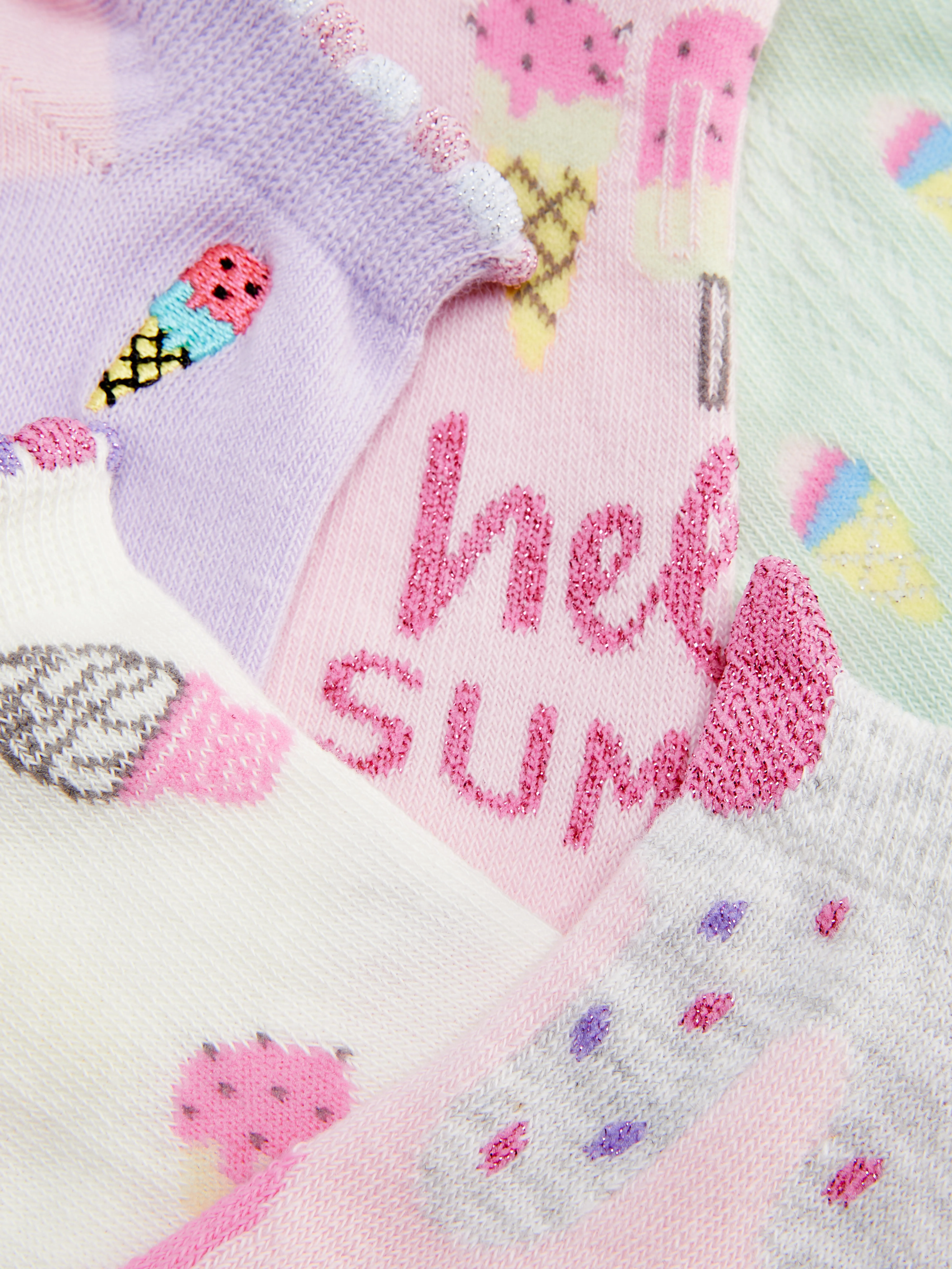 Pack de 5 calcetines bajos con estampado de helados
