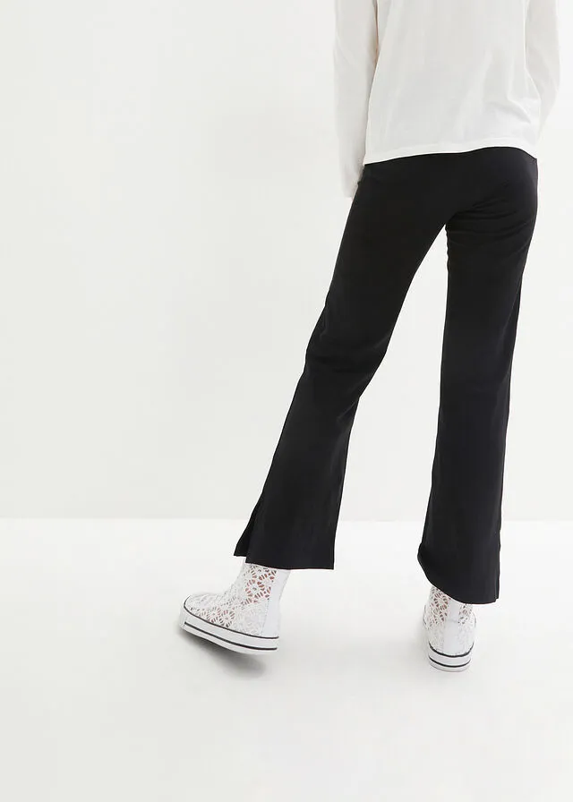 Pantalón acampanado con aberturas para niñas Negro