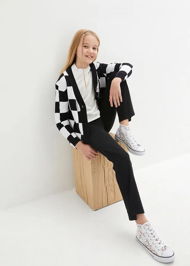 Pantalón acampanado con aberturas para niñas Negro