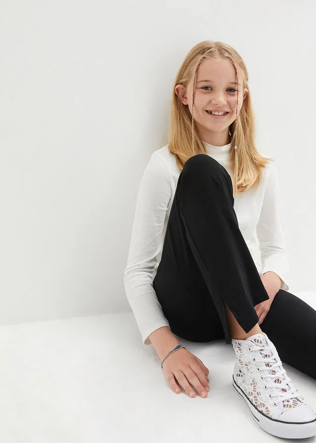 Pantalón acampanado con aberturas para niñas Negro