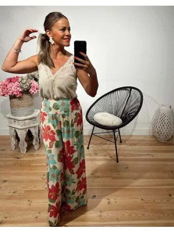 Pantalón Estampado Flores AMBORA