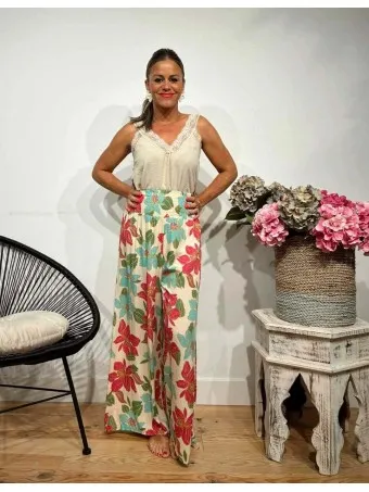 Pantalón Estampado Flores AMBORA