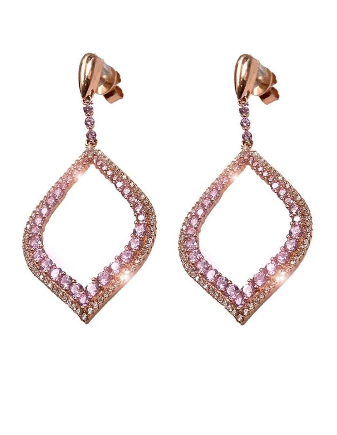 PENDIENTES BODA DE PLATA ACABADO EN ROSA CON CIRCONITAS