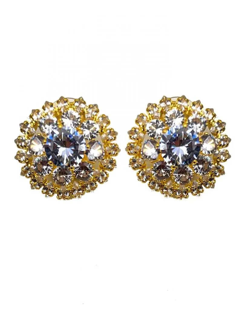 PENDIENTES DE BODA CON ROSETON DE PEDRERIA DE FIESTA