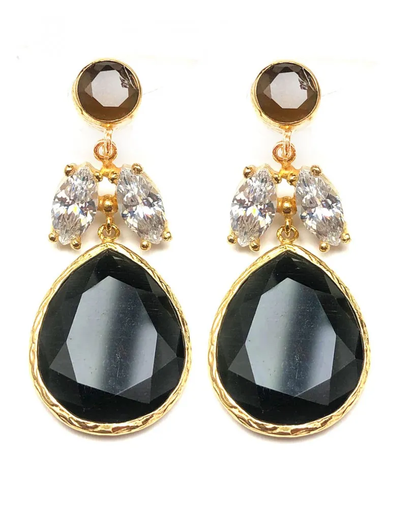 PENDIENTES DE DISEÑO CON PIEDRAS NATURALES Y TALLAS DE JOYERIA