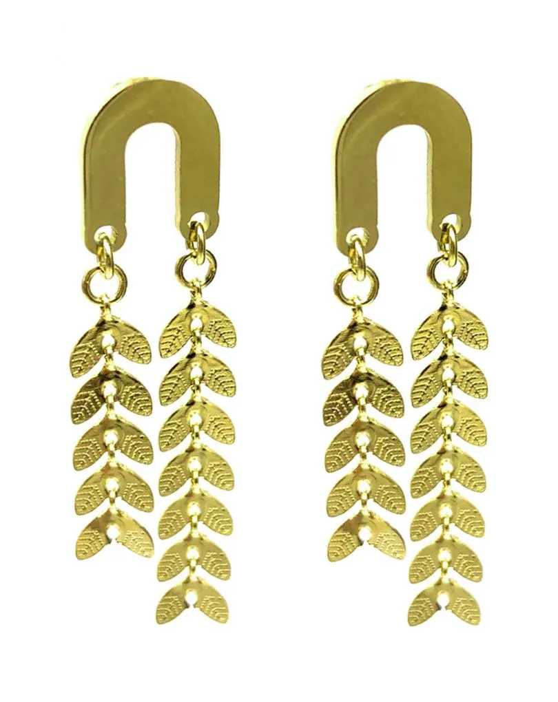 PENDIENTES DORADOS CON ORIGINAL DISEÑO DE DOBLE CASCADA