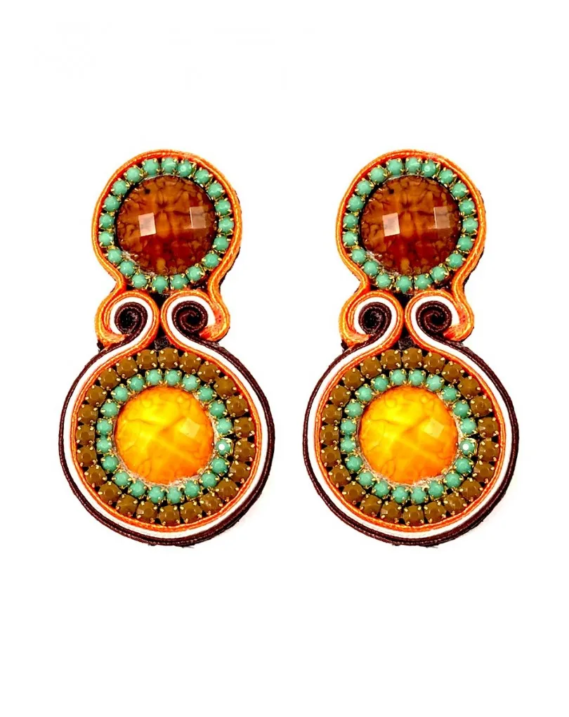PENDIENTES FLAMENCA GRANDES VERDES Y NARANJAS IDEALES PARA SU TRAJE