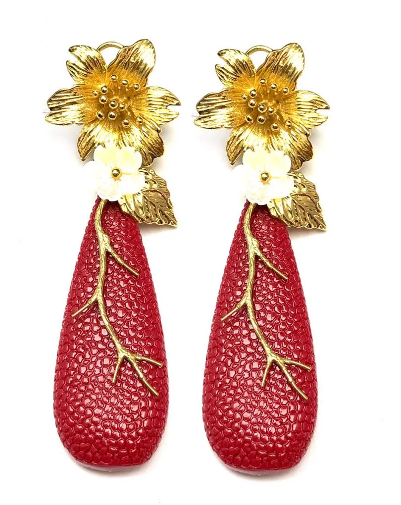 PENDIENTES LARGOS FLAMENCA ORIGINALES Y DE DISEÑO COLOR ROJO