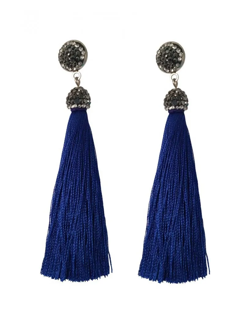 PENDIENTES MODA POMPON AZULON