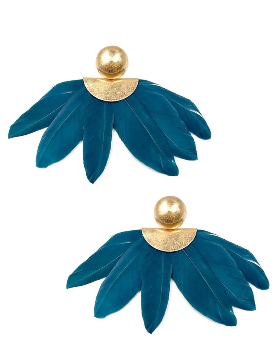 PENDIENTES MUJER LARGOS AZULES PETROLEO DE PLUMAS IDEAL BODA