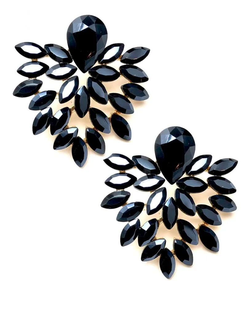 PENDIENTES MUJER NEGROS DISEÑO CORTO IDEAL BODAS DE DIA