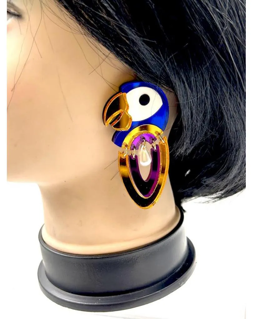 PENDIENTES MUJER ORIGINALES Y DE DISEÑO LORO AZUL