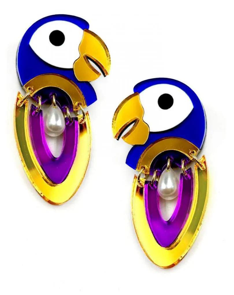 PENDIENTES MUJER ORIGINALES Y DE DISEÑO LORO AZUL
