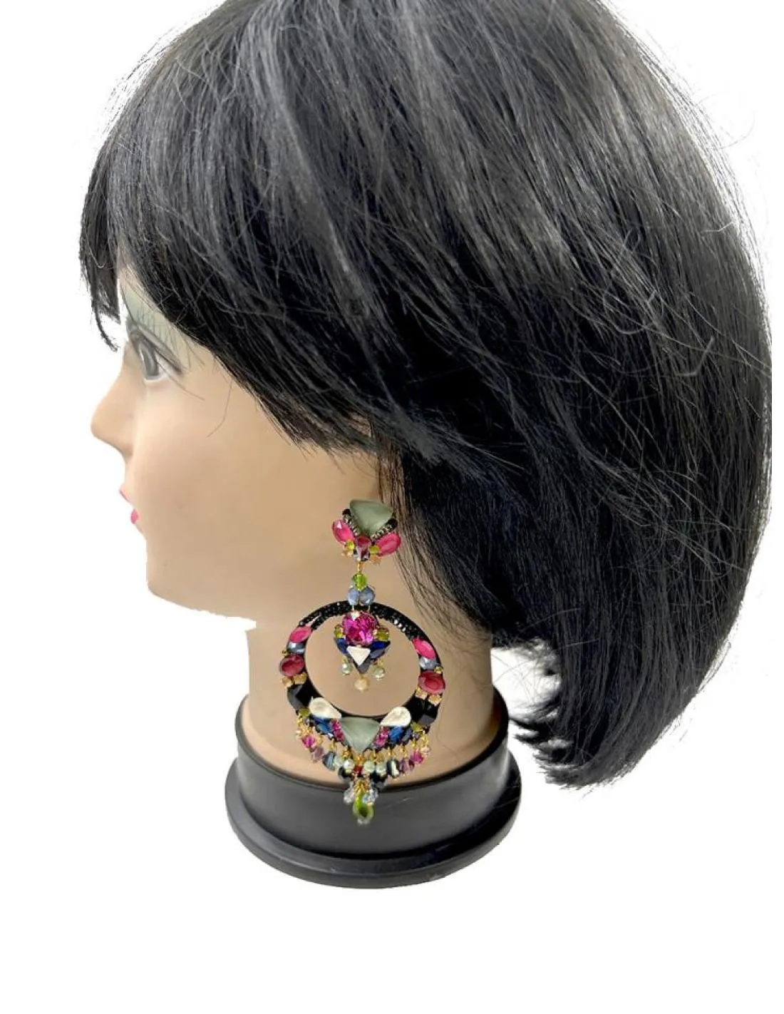 PENDIENTES NEGROS DE AROS GRANDES PARA INVITADAS DE BODAS AIRE FLAMENCO Y EXOTICO