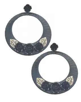 PENDIENTES NEGROS DE AROS GRANDES PARA TRAJES DE FLAMENCA