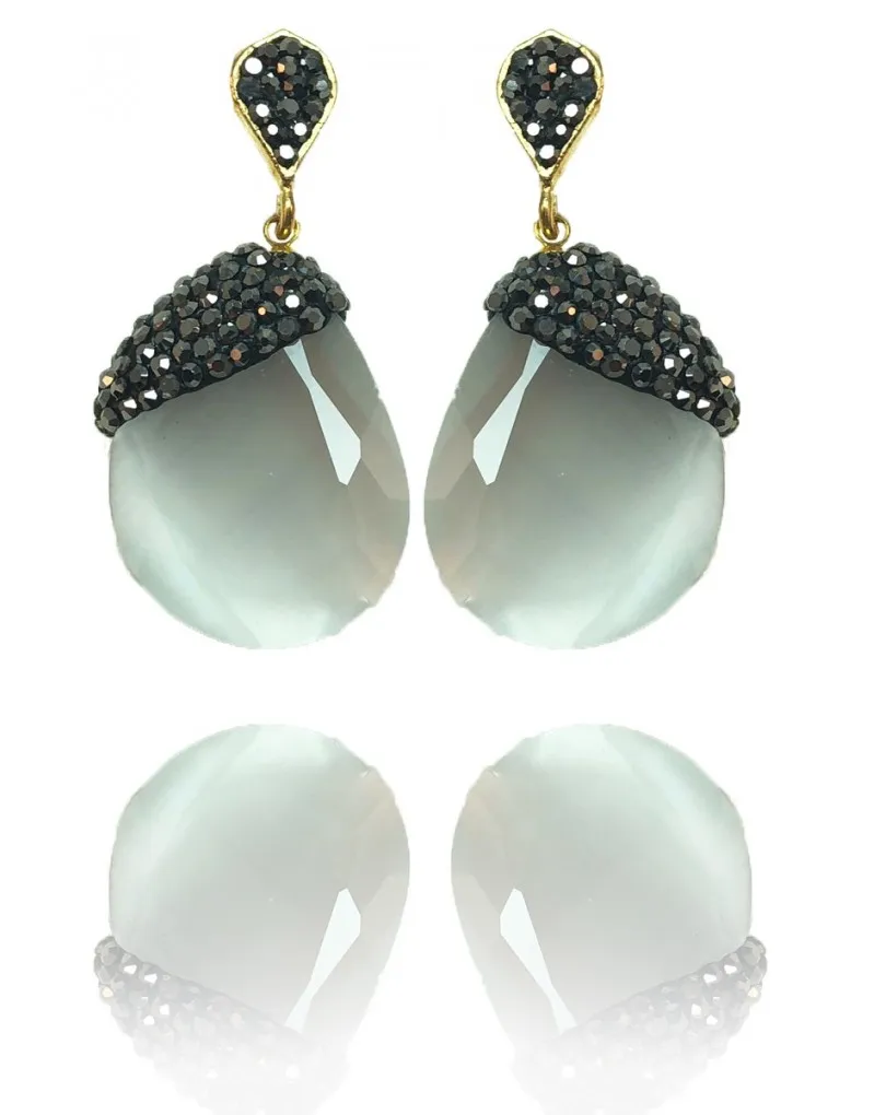 PENDIENTES PARA BODAS BLANCOS CON DISEÑO DE PIEDRA IRREGULAR