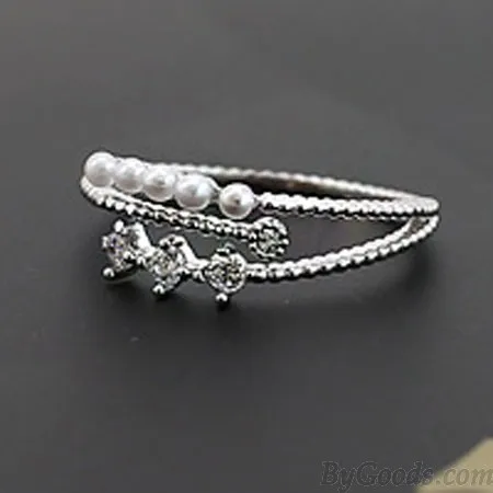 Personality Pearl Zircon Opening Ring Forefinger Ring