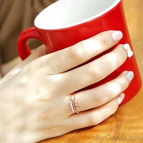 Personality Pearl Zircon Opening Ring Forefinger Ring