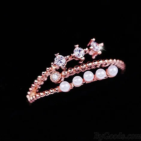 Personality Pearl Zircon Opening Ring Forefinger Ring