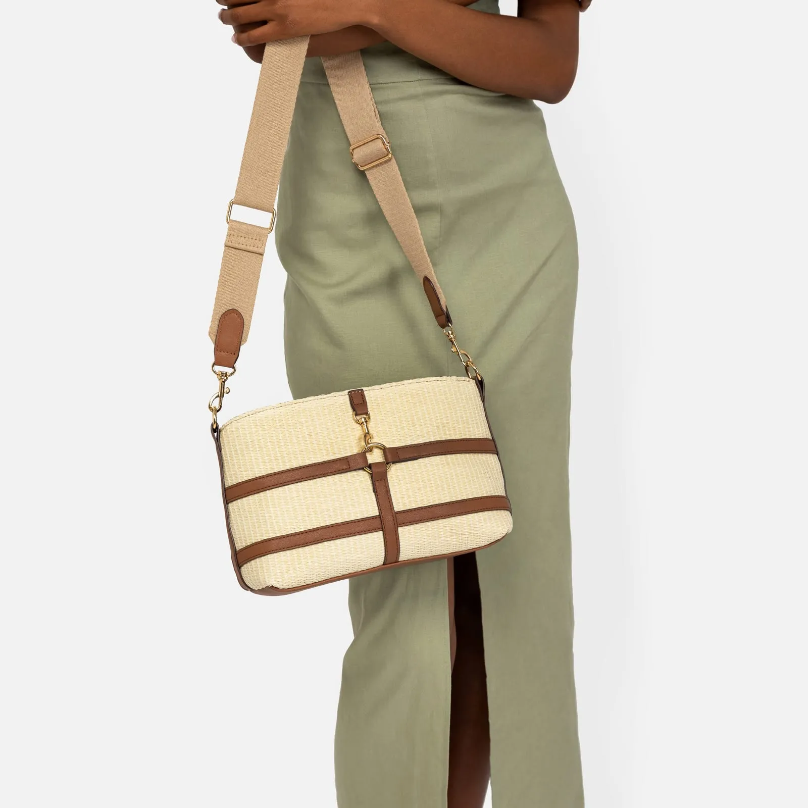 Petunia bolso bandolera efecto rafia