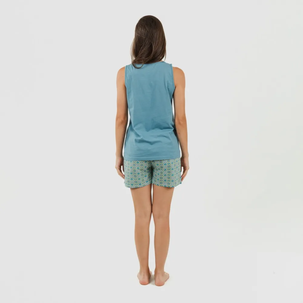 Pijama corto algodón Salazar verde azulado
