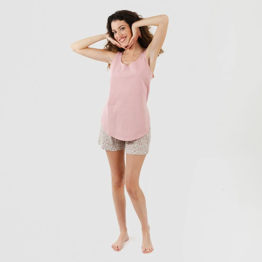 Pijama corto algodón Sofia rosa