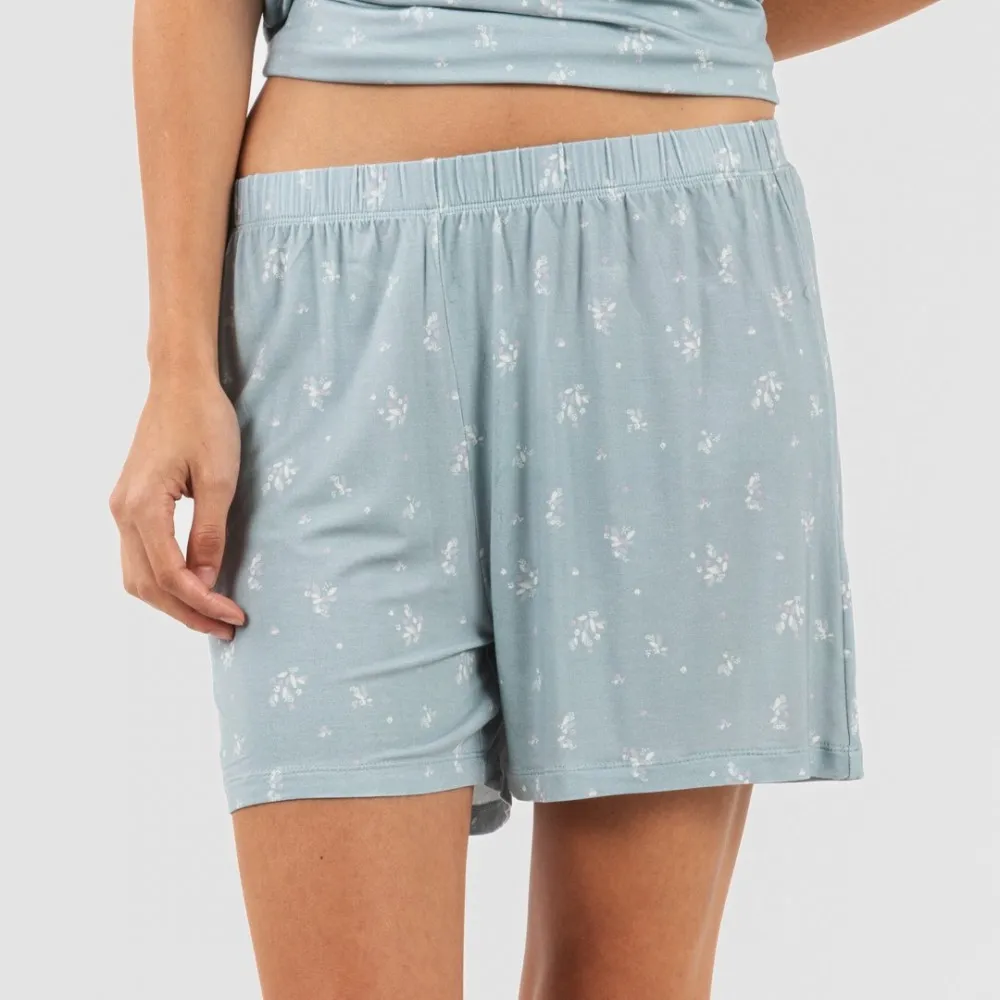 Pijama corto manga fluida viscosa mujer Adriane verde agua