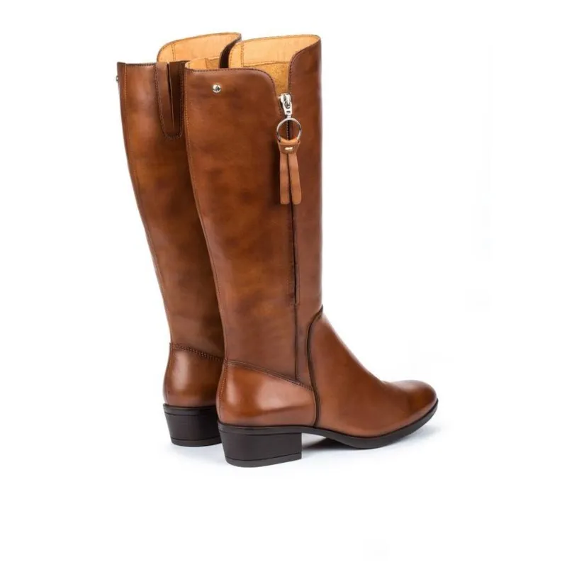 PIKOLINOS DAROCA W1U9653 NEGRO Y CUERO. BOTA ALTA LISA MUJER