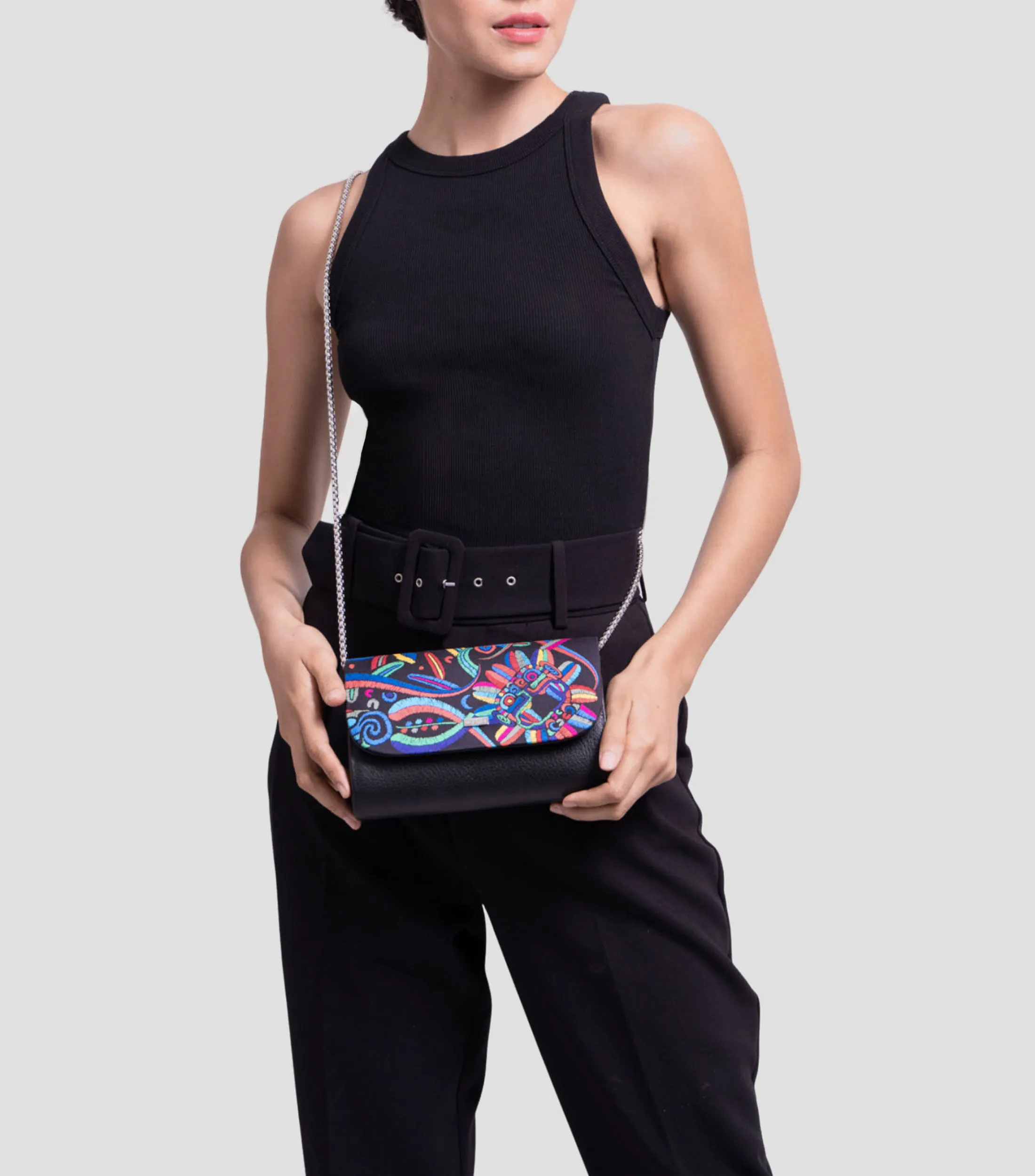 Pineda Covalin Bolso Crossbody Estampado Quetzalcóatl Mujer