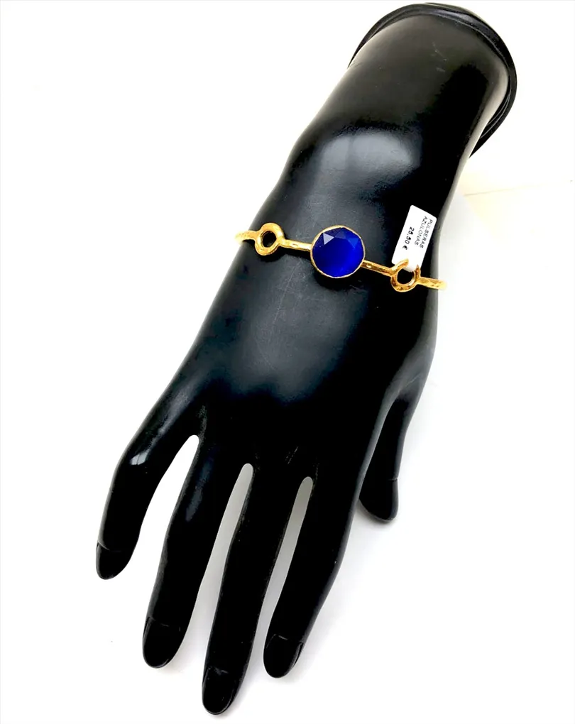 PULSERAS AZULONAS CHAPADAS EN ORO PRECIOSO DISEÑO DE MODA