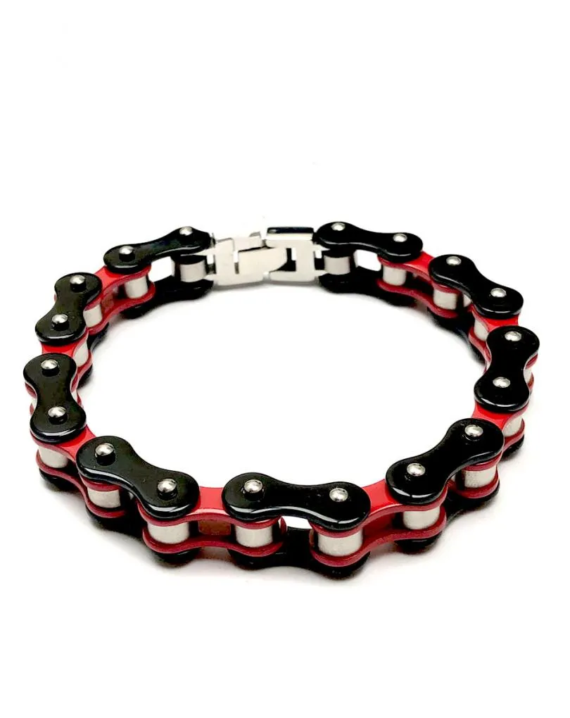 PULSERAS DE HOMBRE DISEÑO CADENA DE MOTO EN ACERO Y COLOR