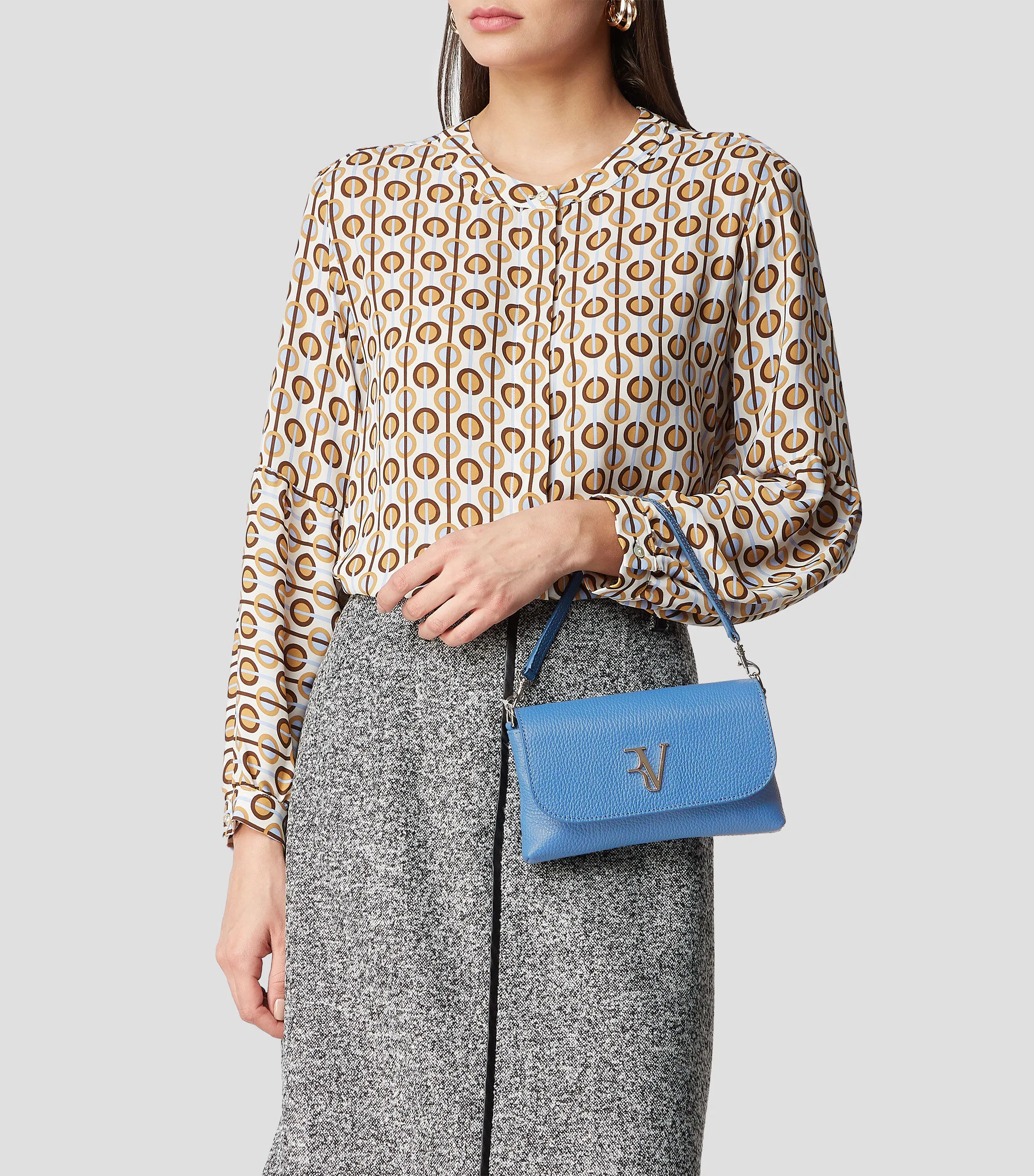 Roberto Verino Bolso crossbody azul en piel Rita Mujer