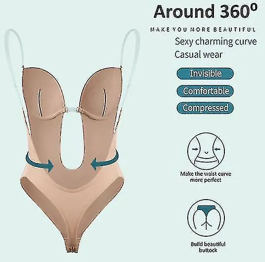 Ropa de forma sin espalda de mujer Deep V Neck Body Shaper para vestido de espalda baja