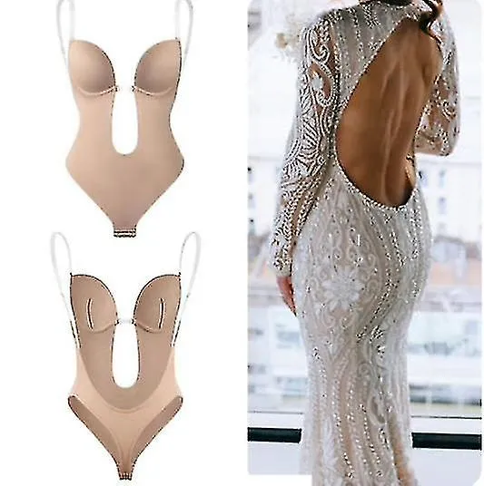 Ropa de forma sin espalda de mujer Deep V Neck Body Shaper para vestido de espalda baja