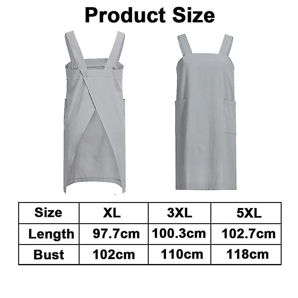 Ropa suelta Para el hogar Delantal de lino de algodón para mujeres Cruz Delantal trasero Vestido de pinafore para hornear Cocina