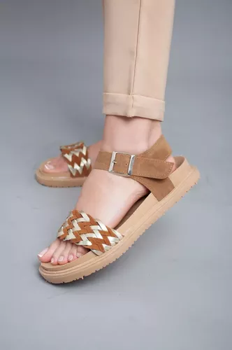 SANDALIAS DE MUJER BAJA FAJA TRENZADA MODA SUELA ART410