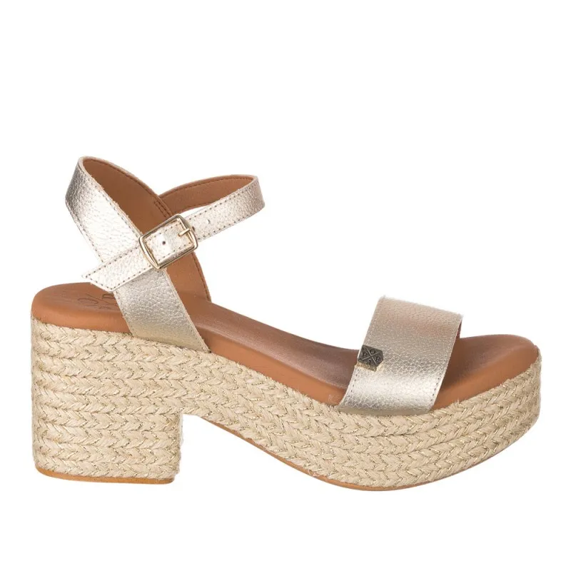 Sandalias De TacÓn Popa Abaka Mujer Oro
