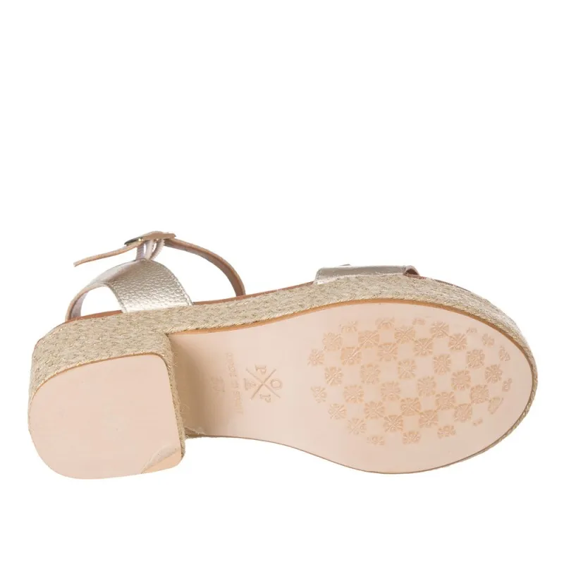 Sandalias De TacÓn Popa Abaka Mujer Oro